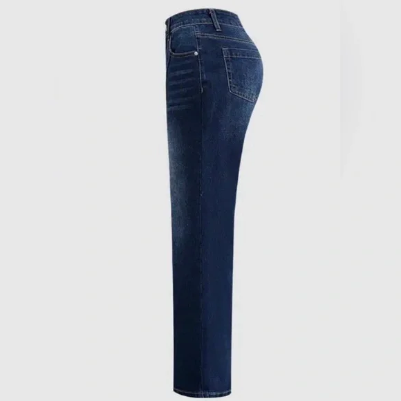 Flamingals Wash Seam Front Mid Rise Straight Leg Jeans Size Large NWT - Picture 5 of 13